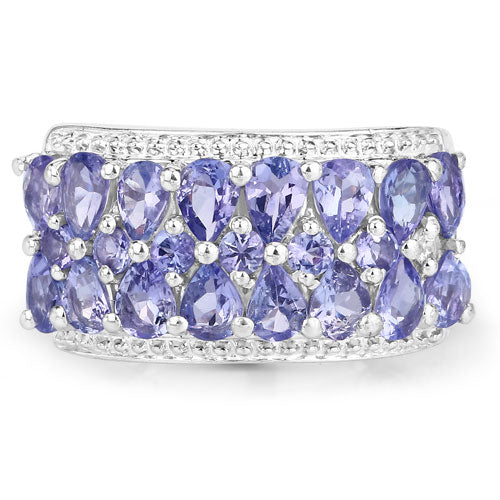 2.59 Carat Genuine Tanzanite .925 Sterling Silver Ring