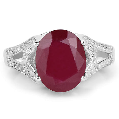 4.00 Carat Genuine Glass Filled Ruby .925 Sterling Silver Ring