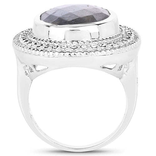 7.00 Carat Genuine Labradorite .925 Sterling Silver Ring