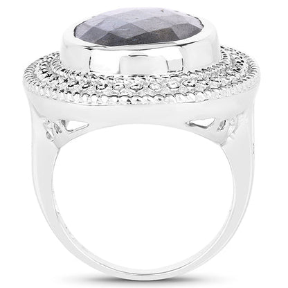 7.00 Carat Genuine Labradorite .925 Sterling Silver Ring