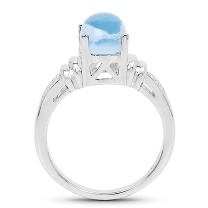 2.10 Carat Genuine Swiss Blue Topaz .925 Sterling Silver Ring