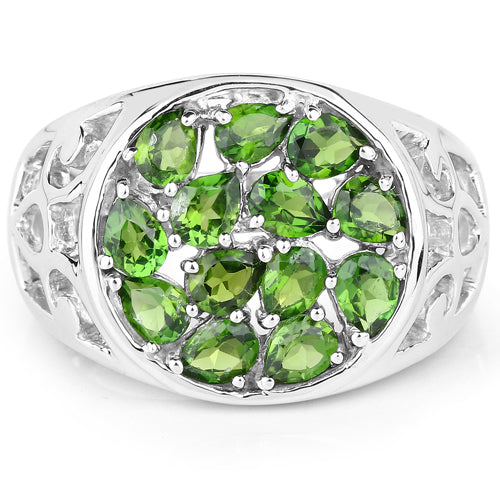 2.21 Carat Genuine Chrome Diopside .925 Sterling Silver Ring