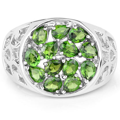 2.21 Carat Genuine Chrome Diopside .925 Sterling Silver Ring