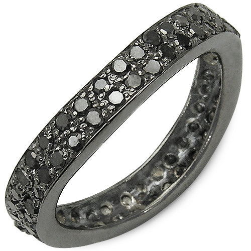 1.11 Carat Genuine Black Diamond .925 Sterling Silver Ring