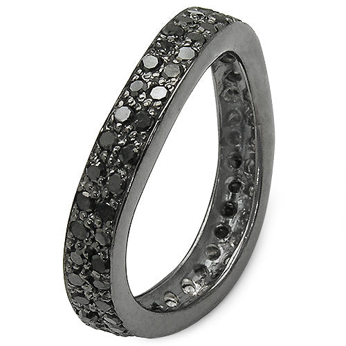 1.11 Carat Genuine Black Diamond .925 Sterling Silver Ring