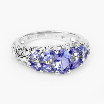 1.63 Carat Genuine Tanzanite .925 Sterling Silver Ring