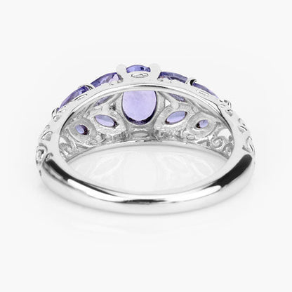 1.63 Carat Genuine Tanzanite .925 Sterling Silver Ring