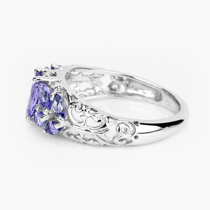1.63 Carat Genuine Tanzanite .925 Sterling Silver Ring