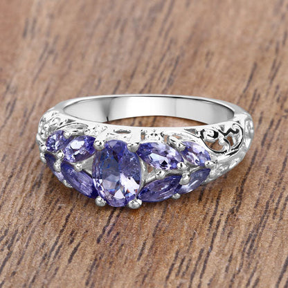 1.63 Carat Genuine Tanzanite .925 Sterling Silver Ring
