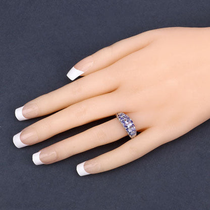 1.63 Carat Genuine Tanzanite .925 Sterling Silver Ring