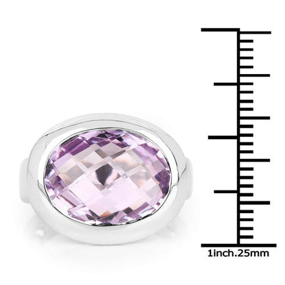 8.00 Carat Genuine Pink Amethyst .925 Sterling Silver Ring