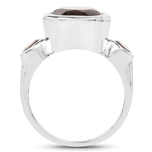 3.56 Carat Genuine Smoky Quartz .925 Sterling Silver Ring
