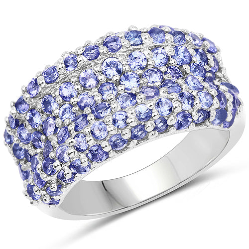 2.47 Carat Genuine Tanzanite .925 Sterling Silver Ring