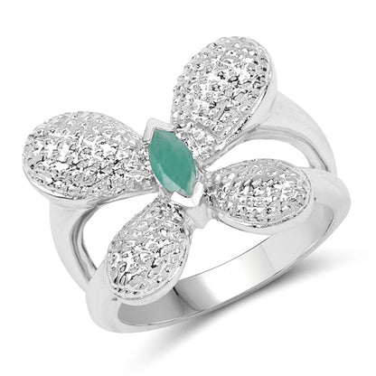 0.21 Carat Genuine Emerald .925 Sterling Silver Ring