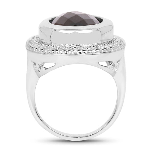 7.90 Carat Genuine Smoky Quartz .925 Sterling Silver Ring