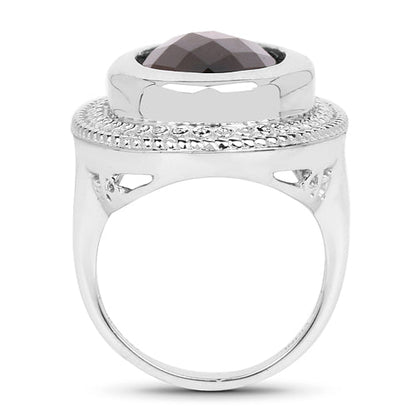 7.90 Carat Genuine Smoky Quartz .925 Sterling Silver Ring