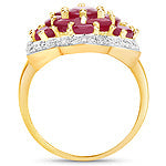 14K Yellow Gold Plated 4.18 Carat Genuine Glass Filled Ruby .925 Sterling Silver Ring