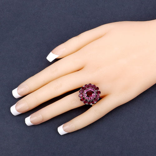 6.19 Carat Genuine Rhodolite and White Topaz .925 Sterling Silver Ring