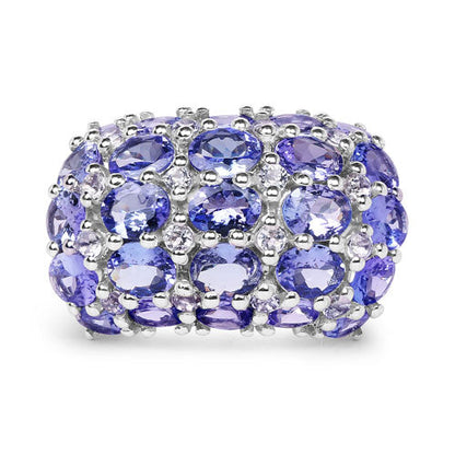 7.29 Carat Genuine Tanzanite and White Topaz .925 Sterling Silver Ring