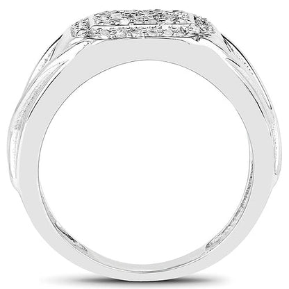 14K White Gold Plated 0.24 Carat Genuine White Diamond .925 Sterling Silver Ring
