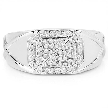 14K White Gold Plated 0.24 Carat Genuine White Diamond .925 Sterling Silver Ring