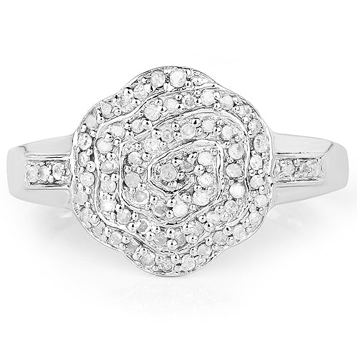 14K Yellow Gold Plated 0.29 Carat Genuine White Diamond .925 Sterling Silver Ring