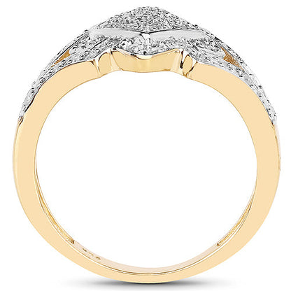 14K Yellow Gold Plated 0.32 Carat Genuine White Diamond .925 Sterling Silver Ring