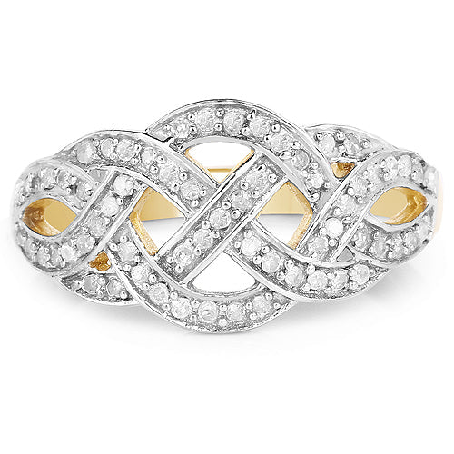 14K Yellow Gold Plated 0.26 Carat Genuine White Diamond .925 Sterling Silver Ring