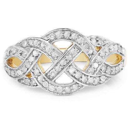 14K Yellow Gold Plated 0.26 Carat Genuine White Diamond .925 Sterling Silver Ring