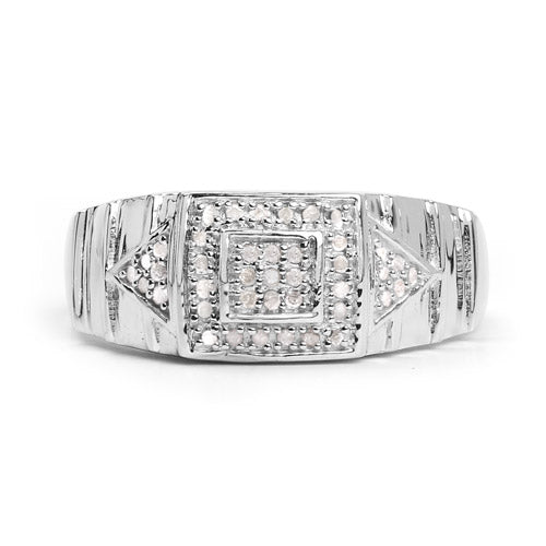 14K White Gold Plated 0.21 Carat Genuine White Diamond .925 Sterling Silver Ring