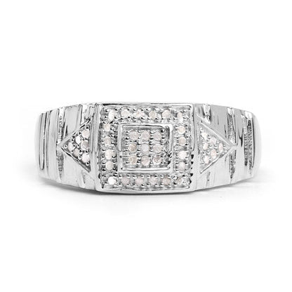 14K White Gold Plated 0.21 Carat Genuine White Diamond .925 Sterling Silver Ring