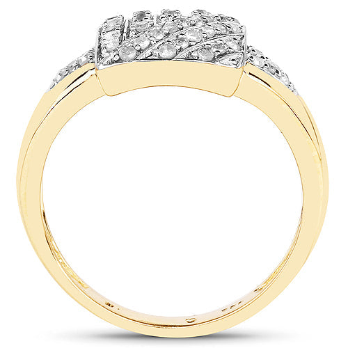 14K Yellow Gold Plated 0.23 Carat Genuine White Diamond .925 Sterling Silver Ring