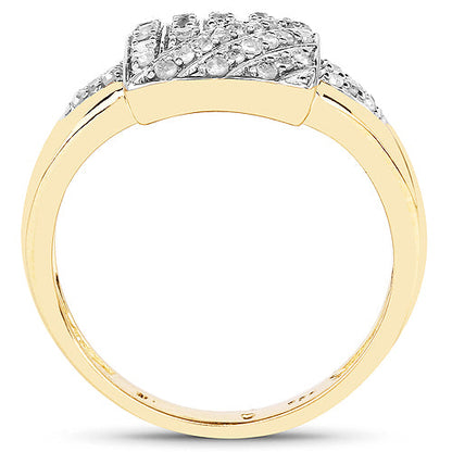14K Yellow Gold Plated 0.23 Carat Genuine White Diamond .925 Sterling Silver Ring