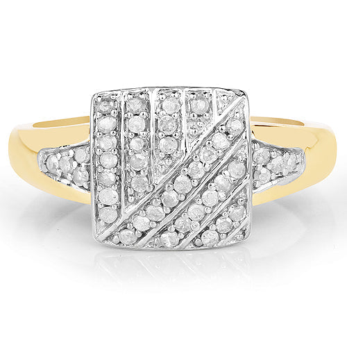 14K Yellow Gold Plated 0.23 Carat Genuine White Diamond .925 Sterling Silver Ring