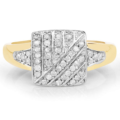 14K Yellow Gold Plated 0.23 Carat Genuine White Diamond .925 Sterling Silver Ring