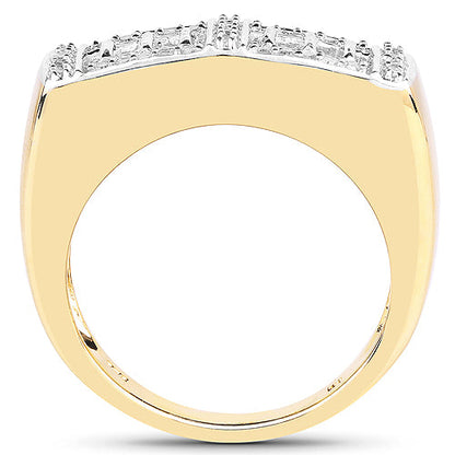 14K Yellow Gold Plated 0.19 Carat Genuine White Diamond .925 Sterling Silver Ring