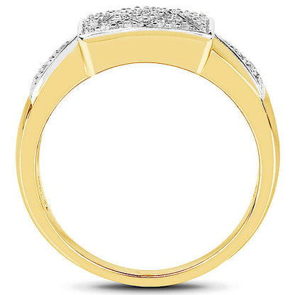 14K Yellow Gold Plated 0.21 Carat Genuine White Diamond .925 Sterling Silver Ring