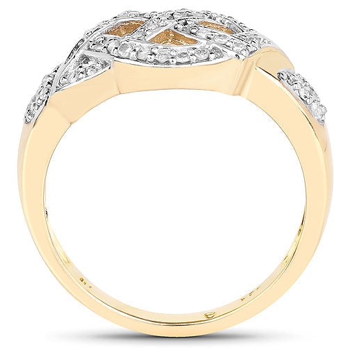 14K Yellow Gold Plated 0.21 Carat Genuine White Diamond .925 Sterling Silver Ring