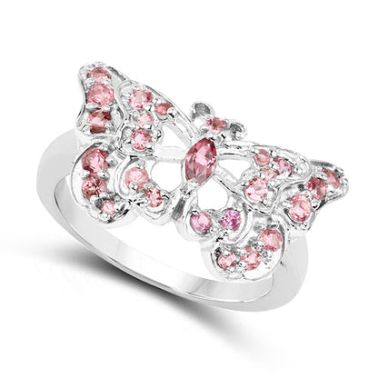 0.83 Carat Genuine Pink Tourmaline .925 Sterling Silver Ring