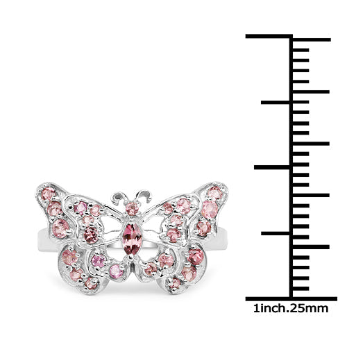 0.83 Carat Genuine Pink Tourmaline .925 Sterling Silver Ring