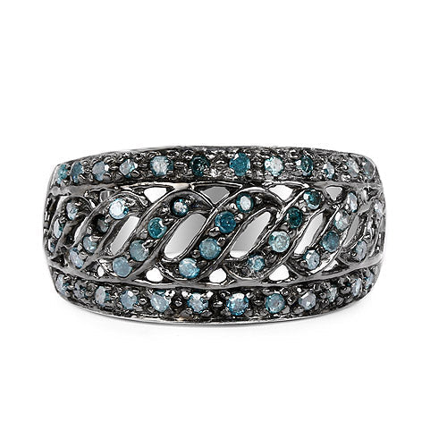 0.60 Carat Genuine Blue Diamond .925 Sterling Silver Ring