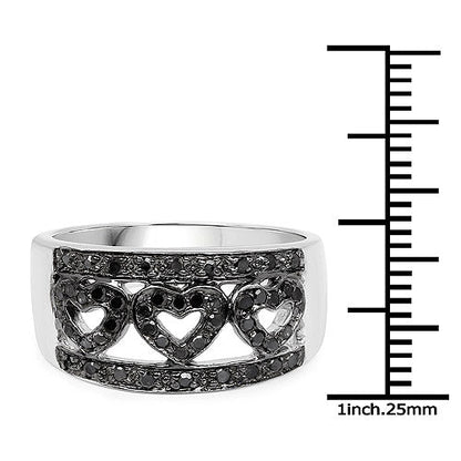 0.32 Carat Genuine Black Diamond .925 Sterling Silver Ring
