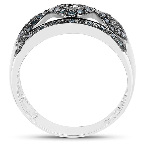 0.32 Carat Genuine Blue Diamond .925 Sterling Silver Ring