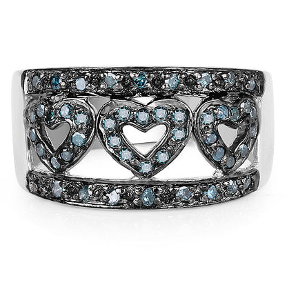 0.32 Carat Genuine Blue Diamond .925 Sterling Silver Ring