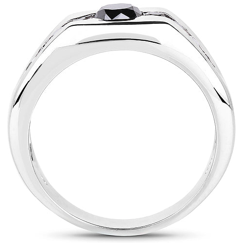0.74 Carat Genuine Black Diamond .925 Sterling Silver Ring
