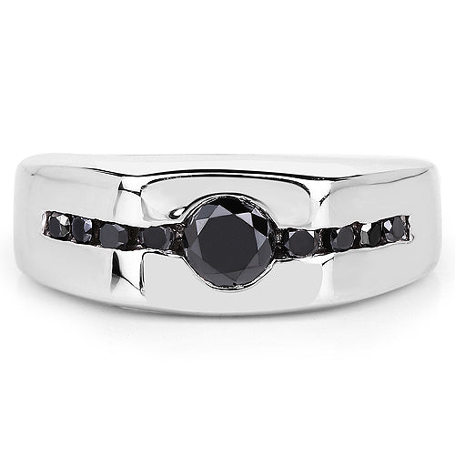 0.74 Carat Genuine Black Diamond .925 Sterling Silver Ring
