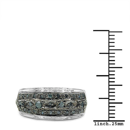0.27 Carat Genuine Blue Diamond .925 Sterling Silver Ring