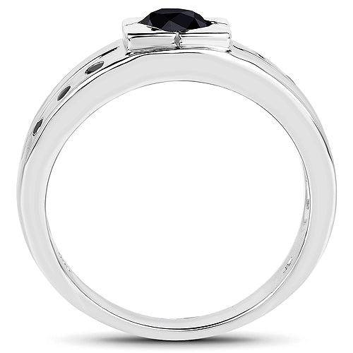 0.56 Carat Genuine Black Diamond .925 Sterling Silver Ring