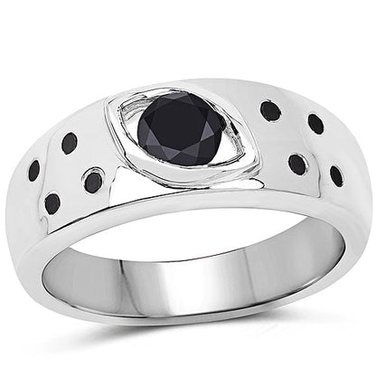 0.59 Carat Genuine Black Diamond .925 Sterling Silver Ring