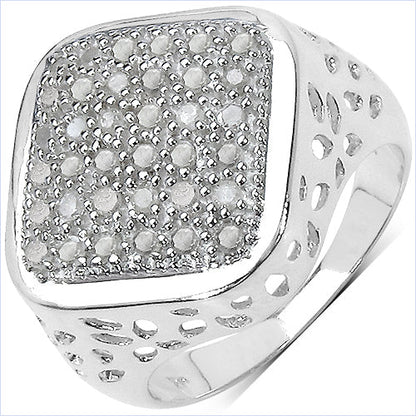 0.54 Carat Genuine White Diamond .925 Sterling Silver Ring
